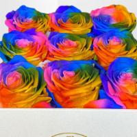 Pride Month Preserved Rose Box - Rainbow  · Placed in a Beautiful Window Display Gift Bag!! - Check out our instagram

9 Rainbow Roses 
...