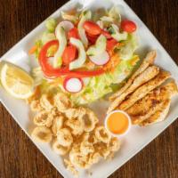 Mixed Salad River Cafe · With grilled chicken and fried calamari.