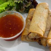 Fried Vietnamese Pork  Spring Roll(4) · Ground Pork, Onion, Bean Sprout, Carrot, Black Mushroom and Rice Vermicelli.