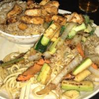 Teriyaki Chicken · Served with japanese onion soup green salad shrimp appetizer hibachi vegetables steamed rice...