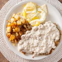 Country Fried Steak · Fresh, whole muscle cube steak. Tenderized, breaded, grilled & served with a side of homemad...
