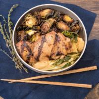 Grilled Lemongrass Chicken Bowl · Gluten free. Antibiotic-free chicken thigh with lemongrass, ginger, scallion infused EVOO bl...