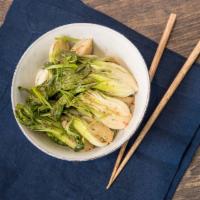 Baby Bok Choy · Gluten free. Vegan. Baby bok choy with ginger, garlic, soy and toasted sesame oil. Contains ...