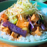Mabo Tofu Don · Medium. Tofu, eggplant, sauteed bok choy, and onions, sprinkled with togarashi and topped wi...