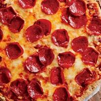 Pepperoni Pizza · Baked until the top bubbles and the bottom is crisp.