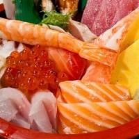 Chirashi · Rice bowl: chef's choice of fresh assorted raw fish on top of sushi rice.