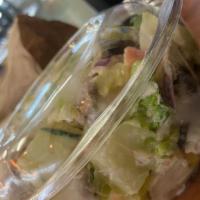 Gyro Salad · Romaine, tomato, feta, cucumber, red onions, oregano, gyro and tzatziki sauce.