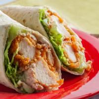 Chipotle Chicken Wrap · Spicy and juicy chicken with grilled onion, grilled pepper, pepper jack cheese, and avocado ...