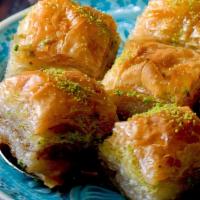 Greek Baklava  · Classic Baklava is a layered pastry dessert made of filo pastry, filled with chopped nuts, a...