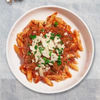 Busted Rigatoni Bolognese · Fresh rigatoni cooked with meat ragout.