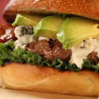Bb-A Burger · Applewood smoked bacon + blue cheese + avocado