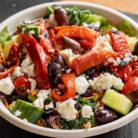 Greek Salad · House salad + barrel feta + roasted red peppers + olives
