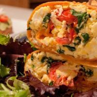 Feta Wrap · 3 Eggs, Tomato, Feta Cheese, Spinach, Mushrooms on your choice of wrap.