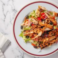 Genova'S Salad · Fresh grilled chicken, chopped crisp romaine and iceberg lettuce tossed then topped with dic...