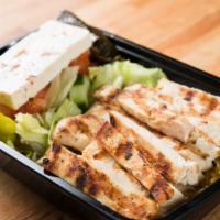 Chicken Souvlaki Platter · Served with your choice of rice or french fries, salad, pita bread, and tzatziki sauce.