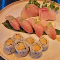 Yellowtail Special · Six sashimi, four sushi and spicy yellowtail roll.