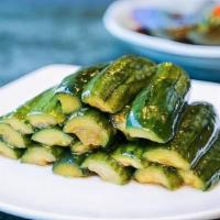 Crunchy Pickled Persian W. Garlic Sauce 脆口小黄瓜 · cucumber, garlic, vinegar, pepper oil