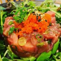 Tuna Tartare Salad · Tuna, greens, avocado, scallion, masago, with oriental dressing, sesame oil, sesame seeds