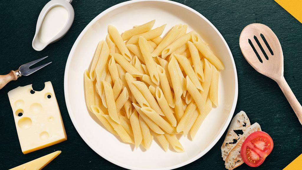 Make A Penne · Fresh penne pasta cooked with your choice of sauce, veggies, and meats and topped with black pepper, parsley, and parmesan.