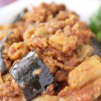 D7 - Spicy Eggplant Spread · Eggplant, onion and chili paste, ground into a spicy/savory paste.