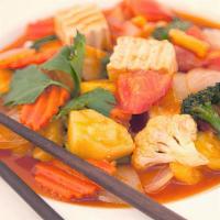 D2 - Sweet And Sour Vegetables · Broccoli, bell pepper, carrot, tomato, onion and pineapple lightly cooked in a sweet and sou...
