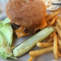 Cheeseburger · Include lettuce, tomato and onion. Served with French fries, coleslaw and pickle.