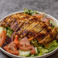 Grilled Chicken Salad  · Grilled chicken breast on a bed of house salad with dressing of your choice.