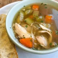 Chicken Soup  · House-made broth, pulled chicken, carrots, celery, and onions.  12oz.