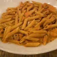 Penne Vodka · Prepared with grilled chicken and shrimp.