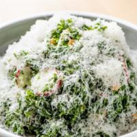 Chopped Kale Caesar Salad · Chickpeas, radish and pecorino.