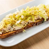 Chicken Salad Toast · shaved celery & roasted pistachios.