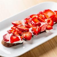Strawberry Tartine · Whipped cream and dulce de leche.