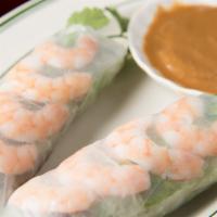 Summer Rolls (2) · Two rolls. Fresh boiled shrimp, lettuce, rice vermicelli, cilantro wrapped in rice paper, se...