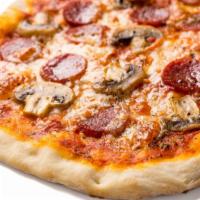 Mushroom & Pepperoni
Pizza · Our fresh, daily made pizza dough topped with house marinara sauce, spicy pepperoni, fresh m...