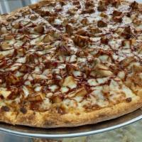 Bbq Chicken Pizza · Diced chicken drizzled in BBQ sauce.