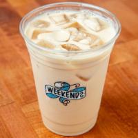 Iced Chai Latte · 16 oz drink.
Equal parts full bodied Rishi Masala Chai and milk poured over ice.