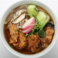 Karage Udon · Udon noodles in classic dashi (fish) based soup with Karage (fried chicken) topping