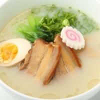 Tonkotzu Ramen (White) · Tonkotzu ramen with a pork soup base. Topped with sliced pork belly, bean sprouts, bamboo sh...
