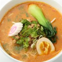 Tantan Ramen · Tantan ramen with a pork soup base. Topped with ground pork, bean sprouts, bok choy, fish ca...