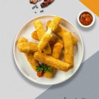 Mighty Mozzarella Sticks · (Vegetarian) Mozzarella cheese sticks battered and fried until golden brown.