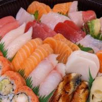 Sushi And Sashimi Lunch Special · 3 pieces of sushi and 7 pieces of sashimi.