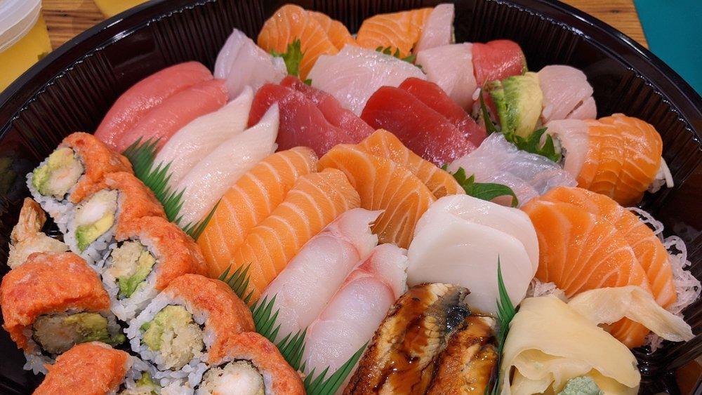 Sushi And Sashimi Lunch Special · 3 pieces of sushi and 7 pieces of sashimi.