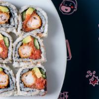 Spicy Tuna Krispy Roll (6 Piece) · Spicy Tuna, Krispy Panko Shrimp, Avocado, Cucumber, Sesame Seeds, Sushi Rice, Nori