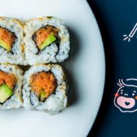 Spicy Tuna & Avocado Roll · Spicy Tuna, Avocado, Sesame Seeds, Sushi Rice, Nori