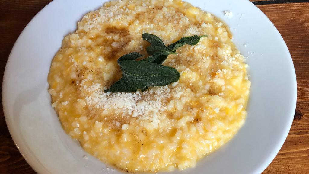 Seasonal Risotto · Creamy Italian rice dish with butternut squash, brown butter and sage. Gluten free.