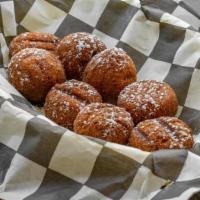 Funnel Cake Balls · Topped with powdered sugar