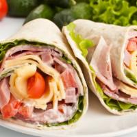 Tuscan Wrap · Fresh Wrap made with Grilled Boar's Head Tuscan turkey, melted smoked Gouda cheese,
spinach ...