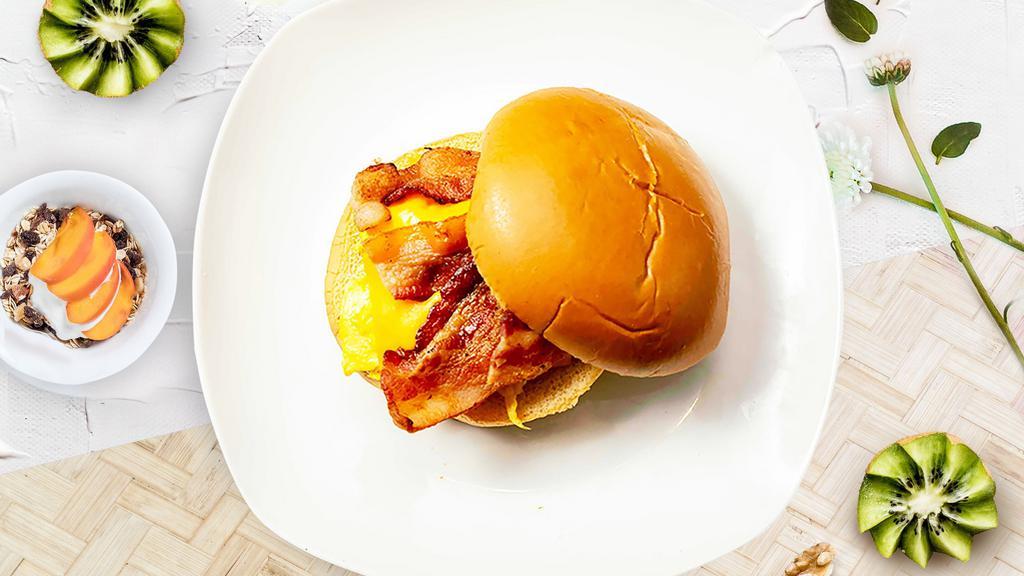 The Baconing Of Breakfast Sandwich · Scrambled egg, bacon, and cheddar cheese on your choice of bread.