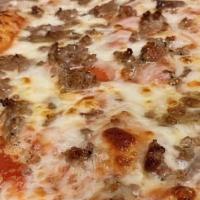 Sicilian Pizza · 6 slices. Square pizza with tomato sauce, mozzarella, and basil.