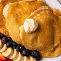 Triple Berry · Must have side fruits or inside pancakes option strawberries, blueberries, bananas.